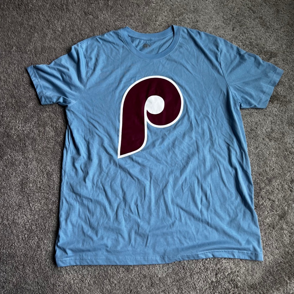 New Era Philadelphia Phillies T-Shirt Mens 2XL Light Blue Short Sleeve MLB Logo